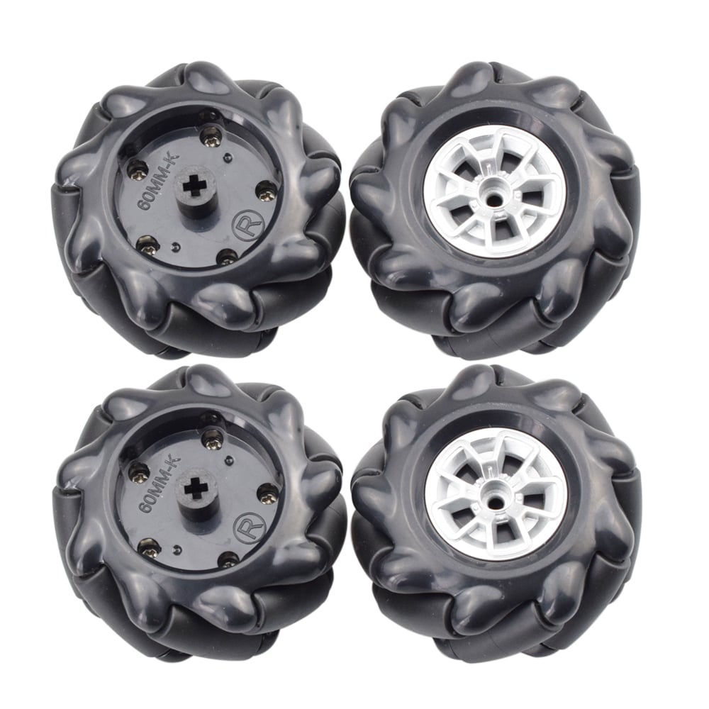 60MM-K Mecanum Wheel Compatible with 6.7mm Coupling (Pack of 4)-Black