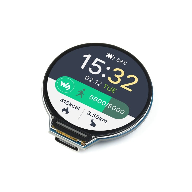 Waveshare RP2040 MCU Board, With 1.28inch Round LCD, accelerometer and gyroscope Sensor