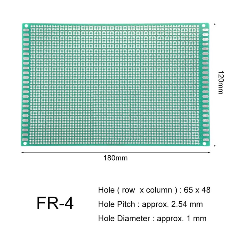12 x 18 cm Universal PCB Prototype Board Single-Sided 2.54mm Hole Pitch