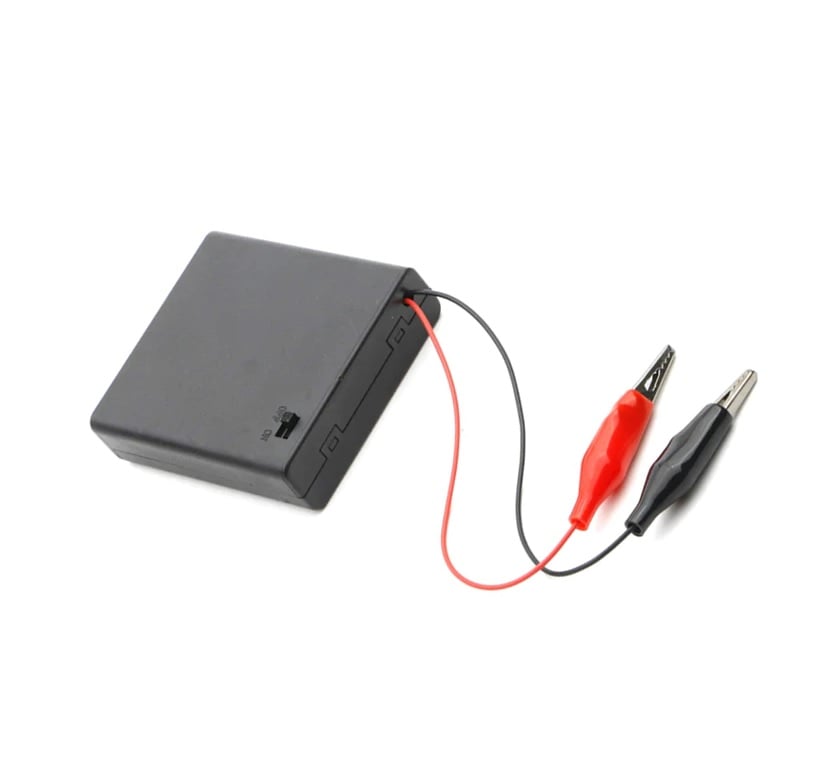 3 x AA Battery Holder  Box with Switch and  Alligator Clips