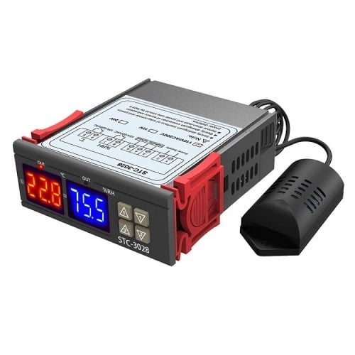 STC-3028 AC110-220 Dual Display Dual Temperature Adjustable Temperature Controller with 1M Cable