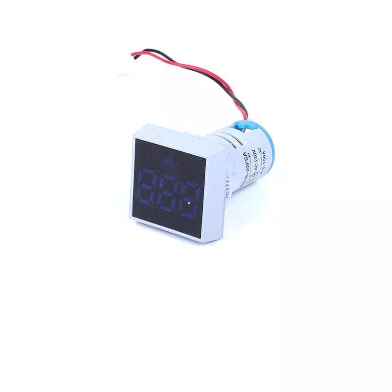 Blue 0-100A 22mm AD16- 22FSA Square Cover LED Ammeter Indicator Light with Transformer