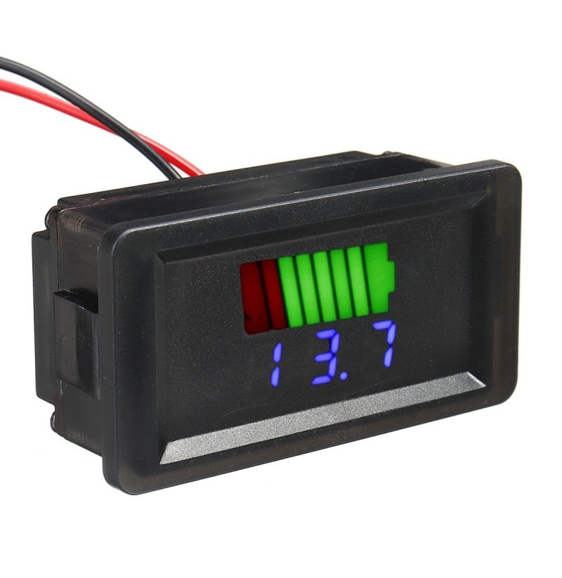 Blue 12-60V Dual Display Automatic Identification Waterproof Voltage Meter