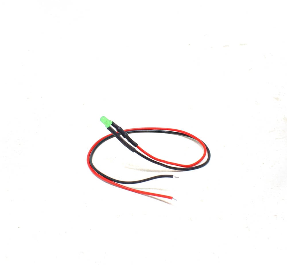 5-9V 3MM Green LED Indicator Light with 20CMCable (Pack of 5)