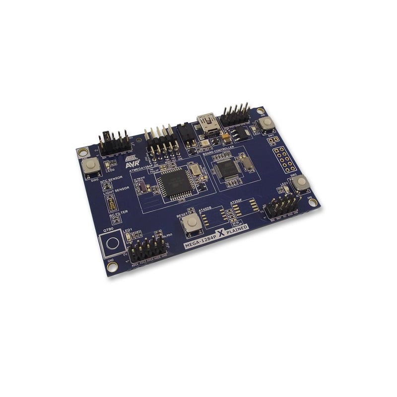 MICROCHIP  ATMEGA1284P-XPLD  Evaluation Kit, ATMEGA1284P MCU’s, Sensors, Mechanical Buttons, LED’s, UART to USB Bridge