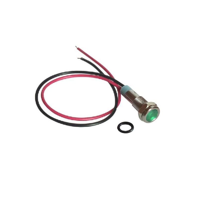 Green 10-24V 8mm LED Metal Indicator Light with 15CM Cable