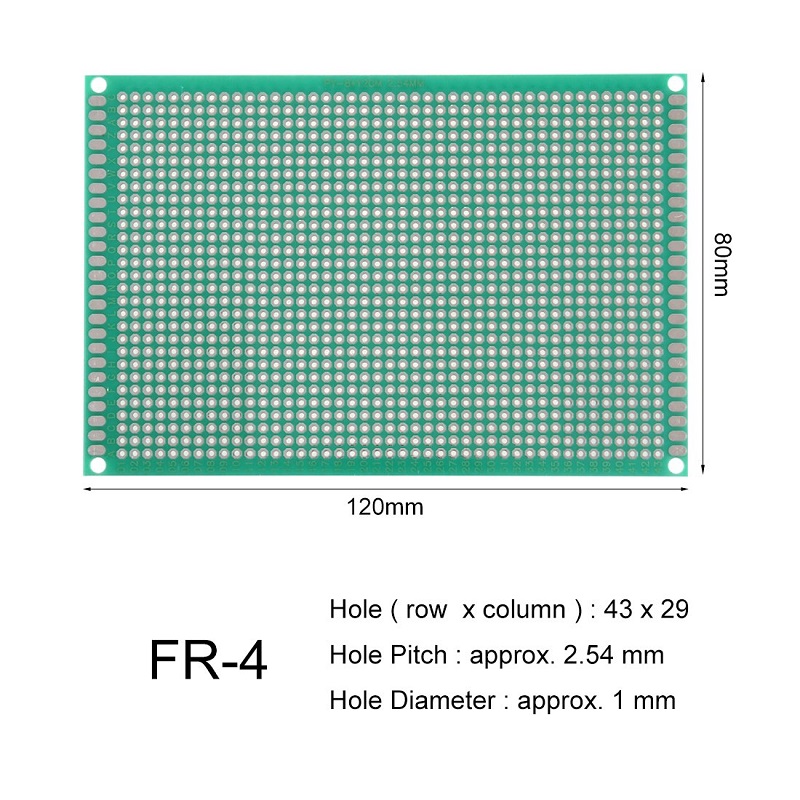 8 x 12 cm Universal PCB Prototype Board Single-Sided 2.54mm Hole Pitch