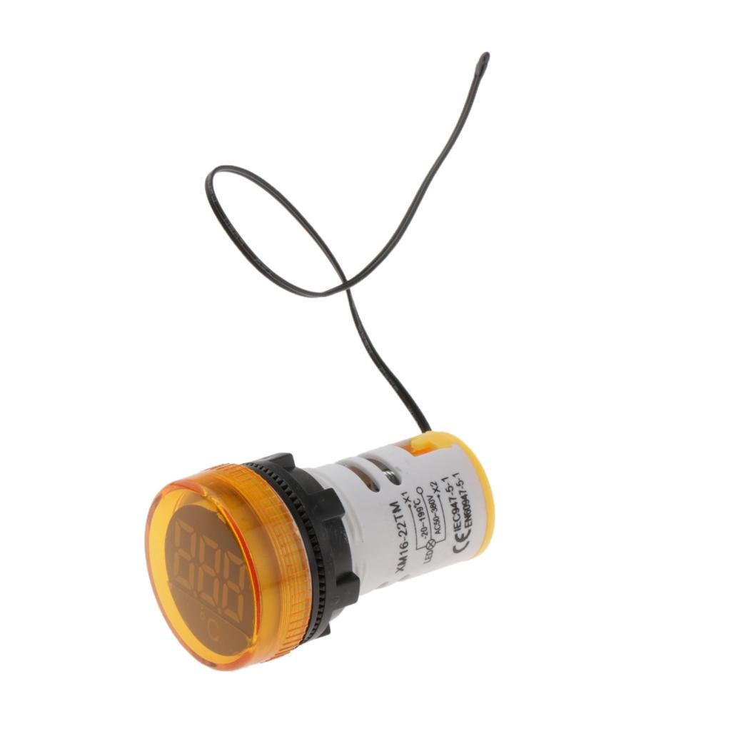 Yellow -20~199℃ 22mm AD16-22TM(AD101-22TM) Round digital Temperature Indicator