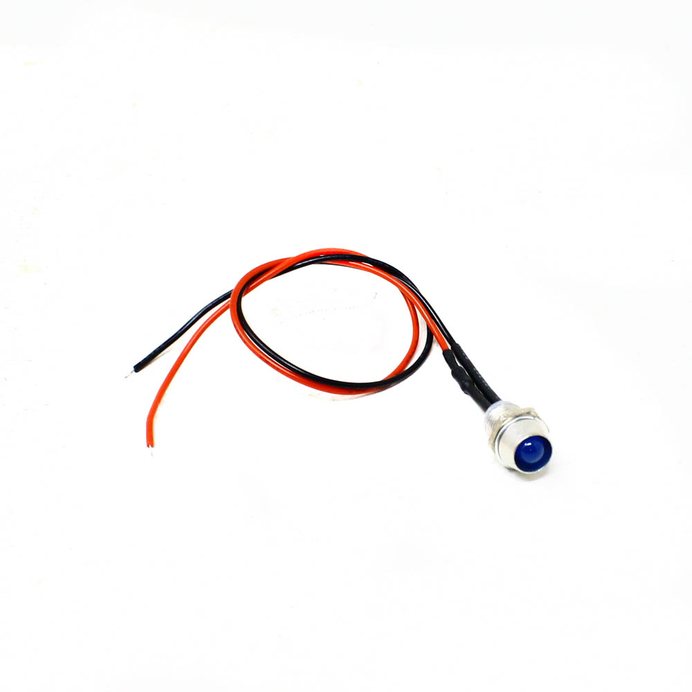 3V 5MM Blue LED Metal Indicator Light with 20CMCable