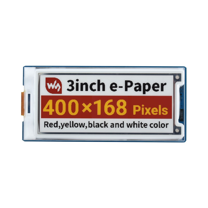 Waveshare 3inch E-Paper Display Module (G), 400×168, Red/Yellow/Black/White