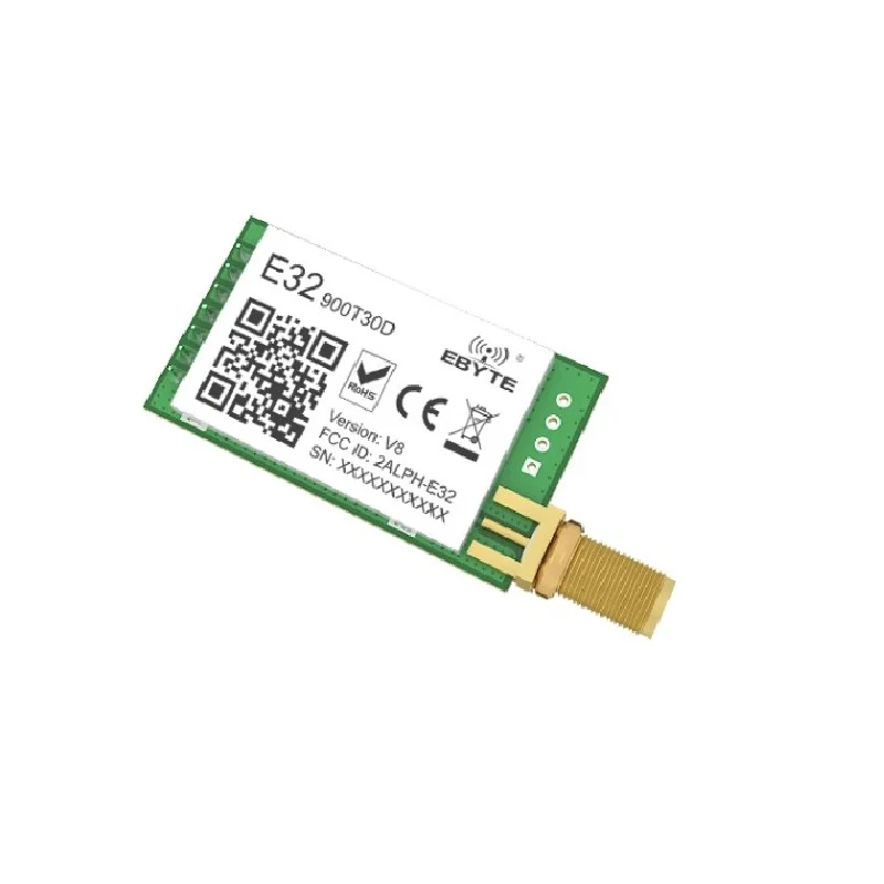 EBYTE E32-900T30D SEMTECH’s LoRa solution Wireless Serial Port Transmitter LoRa Modulation 30dBm 868/915MHz 1W CDEBYTE Antenna DIP 8km