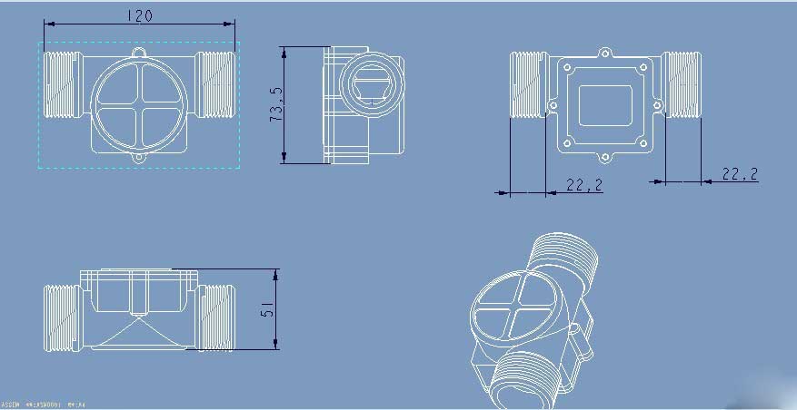 DN32 Water Flow Sensor Flowmeter 3.5-24V 1.25” 1- 120L/Min