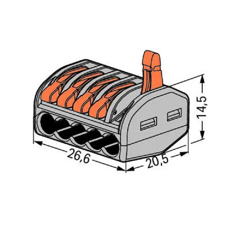 PCT-215 0.08-2.5mm 5 Pole Wire Connector Terminal Block with Spring Lock Lever for Cable Connection