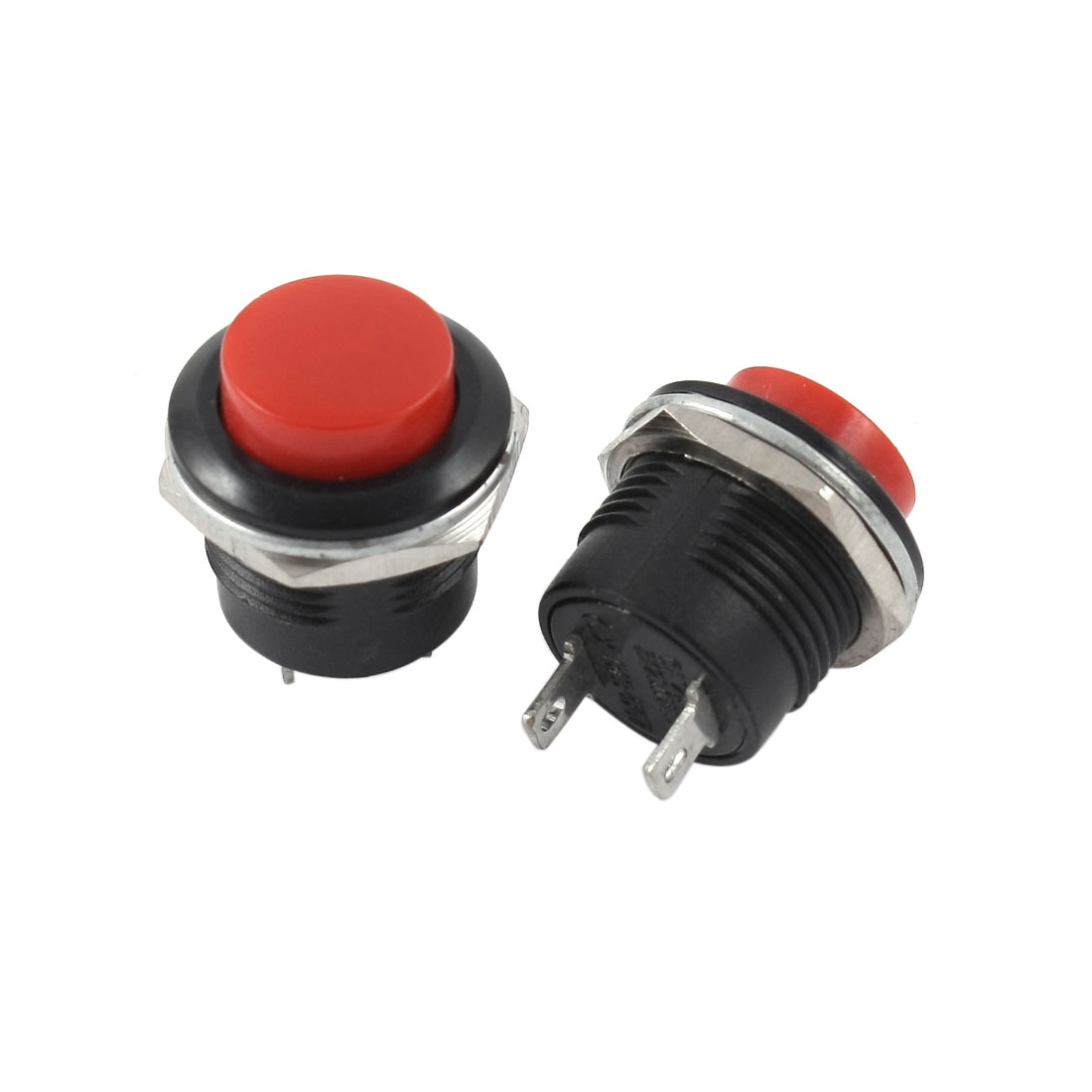 Red DS-500 2PIN 14MM Thread Momentary Self- Reset Push Button Switch Press Off-NO