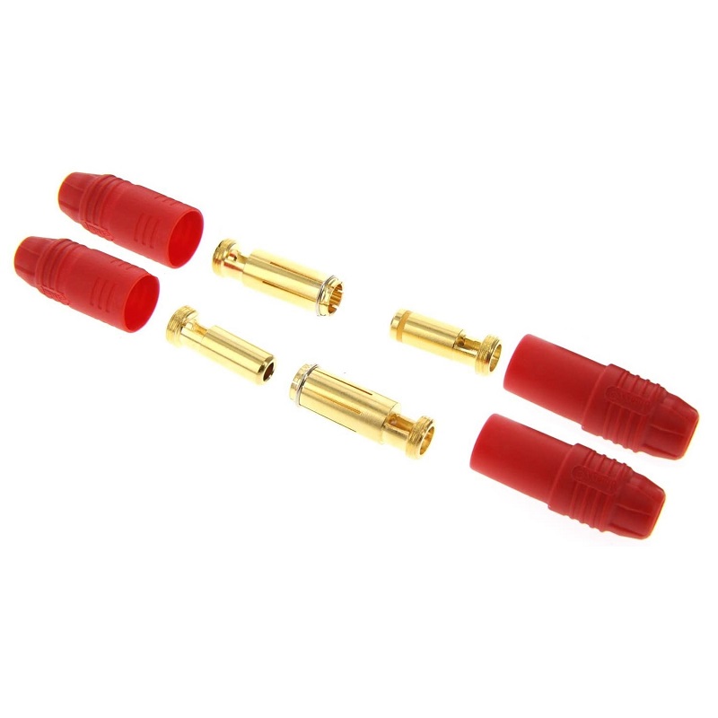 AS150 Anti Spark Self Insulating Gold Plated Bullet Connector – RED (4Pcs.)