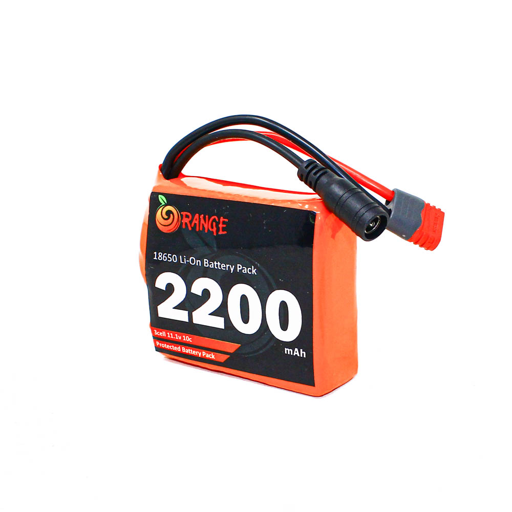 Orange ISR 18650 11.1V 2200mAh 10C 3S1P Li-Ion Battery Pack with DC Jack Female & Nylon-T