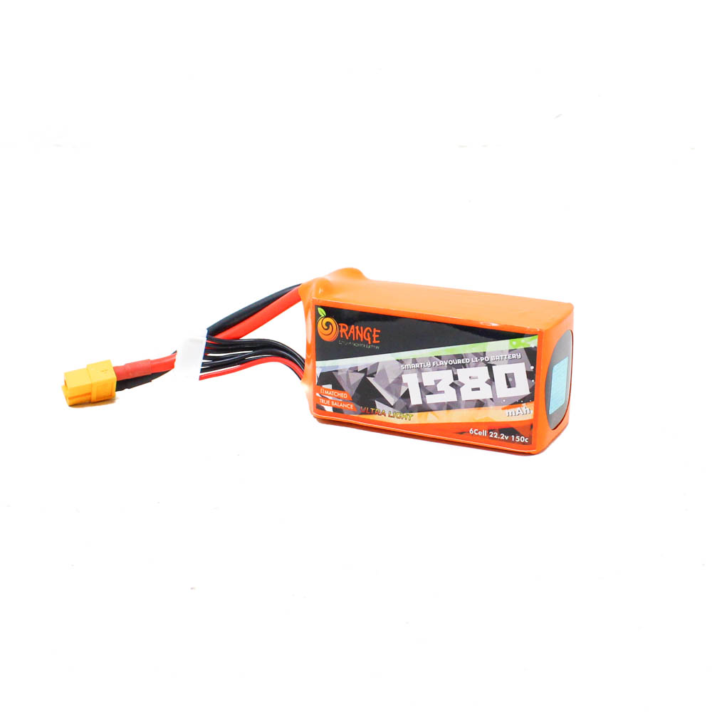 Orange 1380mAh 6S 150C (22.2V) Ultra Light Lithium Polymer Battery Pack (Li-Po)