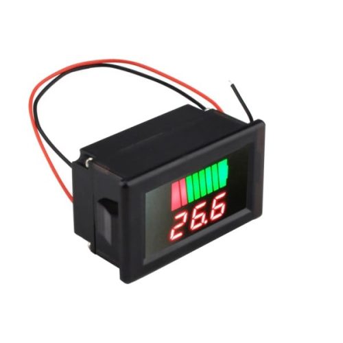 Red 12-60V Dual Display Automatic Identification Waterproof Voltage Meter