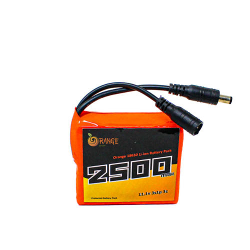 Orange ICR 18650 11.1V 2500mAh 3C 3S1P Li-Ion Battery Pack with DC Jack Male & Female