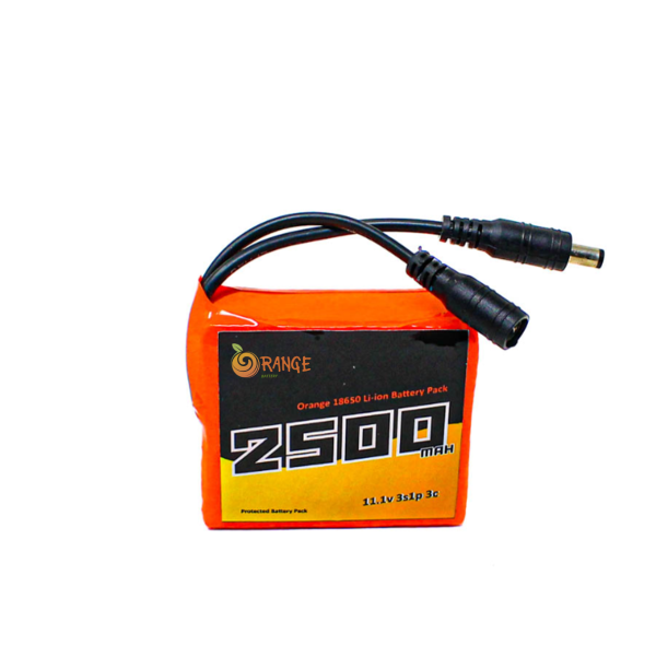 1264364 Orange 18650 Li ion 2500mAh 11.1v 3S1P Protected Battery Pack 3C with DC Jack