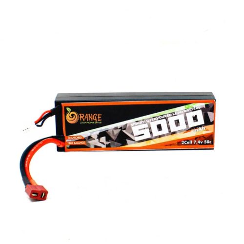 Orange 5000mAh 2S 50C/100C (7.4V) Hard-case Li-Po Battery Pack