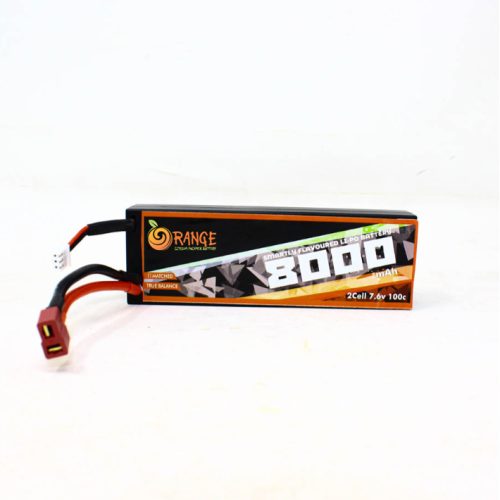 Orange 8000mAh 2S 100C/200C (7.6V) HV Hard-case Lithium Polymer Battery Pack