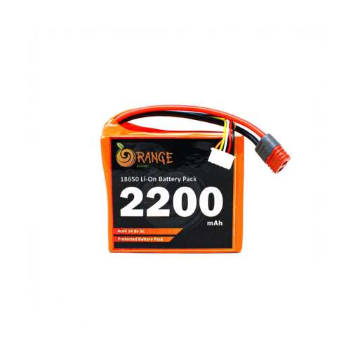Orange ICR 18650 14.8V 2200mAh 2C 4S1P Li-Ion Battery Pack with JST-XH & Nylon-T