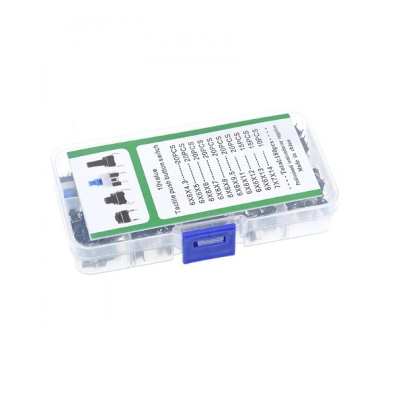 180Pcs. Micro Tactile Push Button Switch Kit (10 Shaft Size)