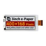 Waveshare 3inch E-Paper Display Module (G), 400×168, Red/Yellow/Black/White