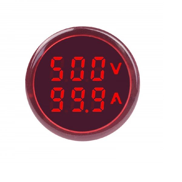 Red AC50-500V 0-100A 22mm AD16-22DVA Round LED Hertz Meter Indicator Light with Transformer