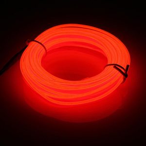 5M Neon Light Dance Party Decor Light Neon LED Lamp Flexible EL Wire Rope Tube Waterproof LED Strip – Only EL Wire -RED