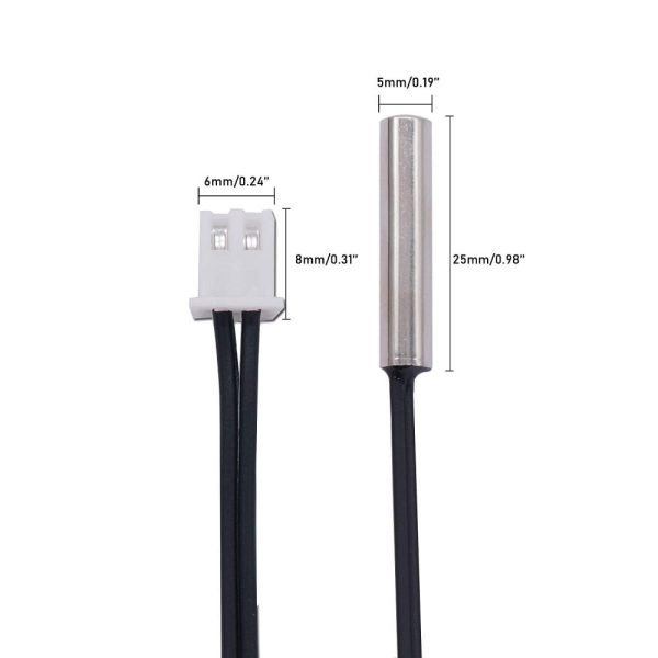 B3950 10K NTC Thermistor Temperature Sensor 5*25mm with XH2.54 Connector with 1Meter Cable