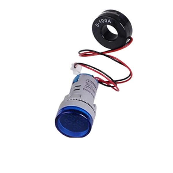 Blue AC50-500V 0-100A 22mm AD16-22DVA Round LED Indicator Light with Transformer