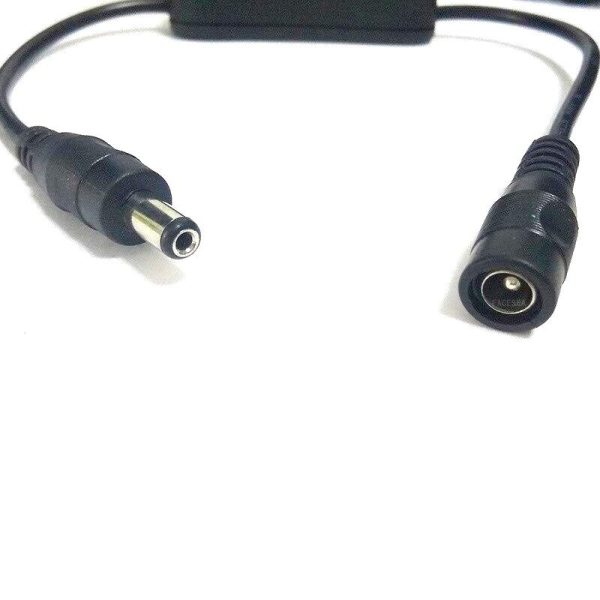 Black DC5.5 mm Male to Female Plug Extension with ON-OFF Switch.