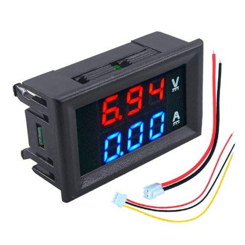 Dual Led 0.28 ” Display for DC0-100V 100A Voltage and Current Test Digital Instrument, Digital Meter Panel Amplifier Red Blue 100A