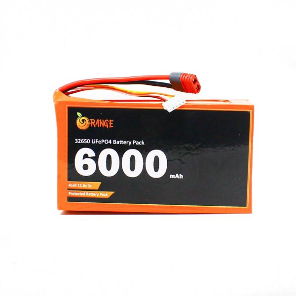 Orange IFR 32650 12.8V 6000mAh 3C 4S1P LiFePO4 Battery Pack with JST-XH & Nylon-T