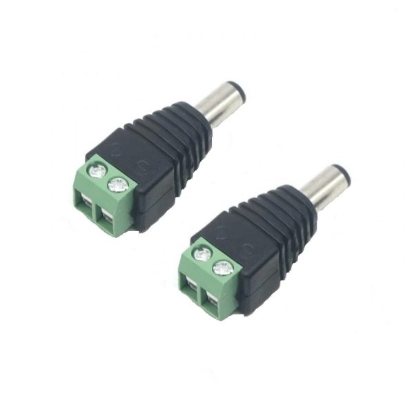 Male 2.1 x 5.5mm for DC Power Jack, Adapter Connector Plug For CCTV, Camera Pack of 2