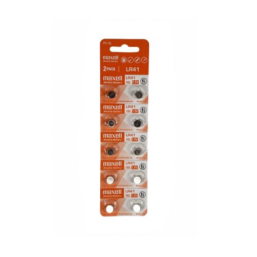 Maxell LR41 1.5V Micro Alkaline Coin Battery (Pack of 10)