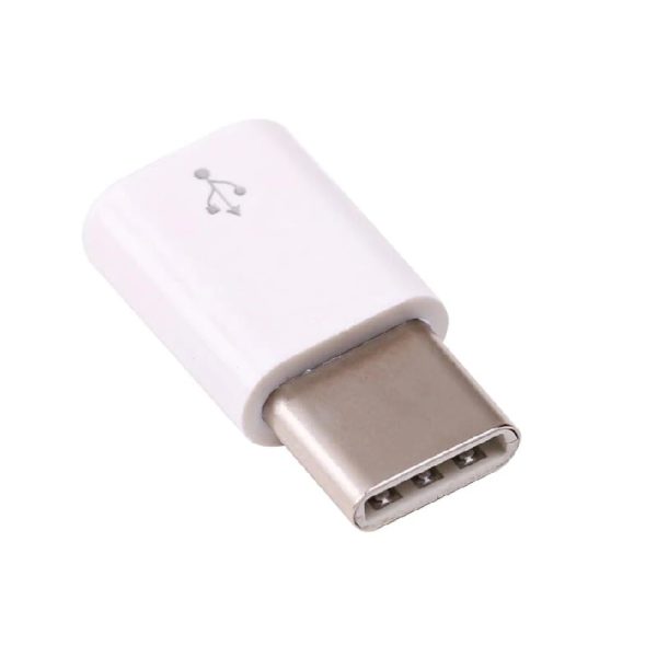 Micro USB B Female to USB Type C Male Converter Adapter for Raspberry Pi 4 White