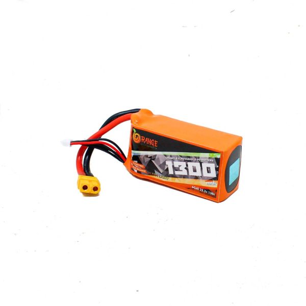 Orange 1300mAh 6S 130C (22.2V) Ultra Light Lithium Polymer Battery Pack (Li-Po)