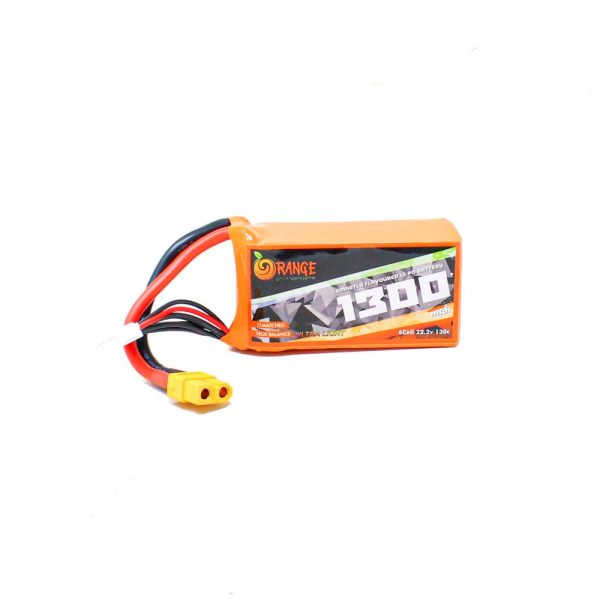 Orange 1300mAh 6S 130C (22.2V) Ultra Light Lithium Polymer Battery Pack (Li-Po)