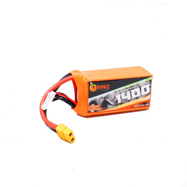 Orange 1400mAh 6S 130C (22.2V) Ultra Light Lithium Polymer Battery Pack (Li-Po)