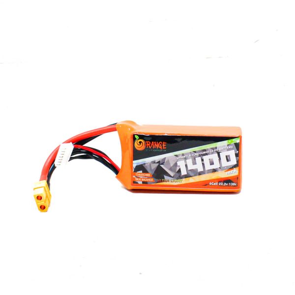 Orange 1400mAh 6S 130C (22.2V) Ultra Light Lithium Polymer Battery Pack (Li-Po)