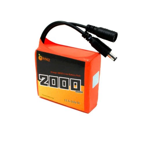 Orange ICR 18650 11.1V 2000mAh 3C 3S1P Li-Ion Battery Pack with DC Jack Male & Female