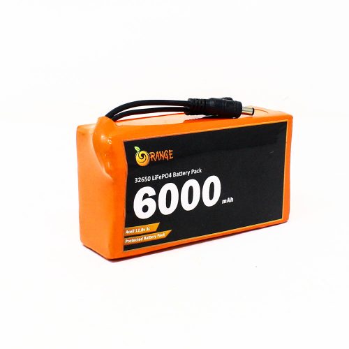 Orange IFR 32650 12.8V 6000mAh 3C 4S1P LiFePO4 Battery Pack with DC Jack Male & Female