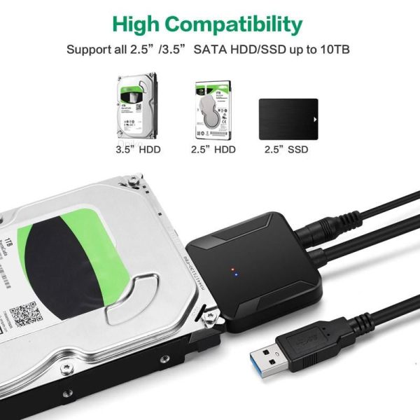 SATA3.0 to USB3.0, External Hard Disk Data, Cable With 3.5-inch Easy Drive Wire with DC Port