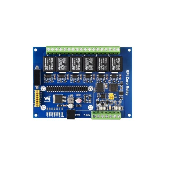 Waveshare Industrial 6-ch Relay Module for Raspberry Pi Zero, RS485/CAN, Isolated Protections