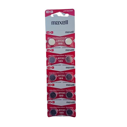 Maxell LR1130 Battery 1.5V Micro Alkaline Button Coin Cell (Pack of 10)