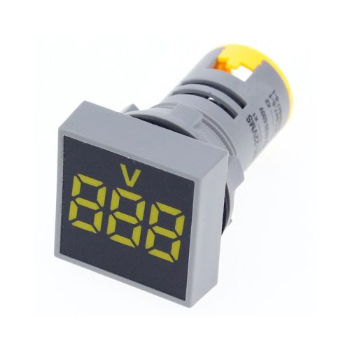 Yellow AC60-500V 22mm AD16-22FSV Square Frosted Surface LED Voltmeter Indicator Light
