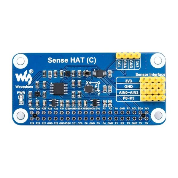 Waveshare Sense HAT (C) for Raspberry Pi, Onboard Multi Powerful Sensors, Supports External Sensors
